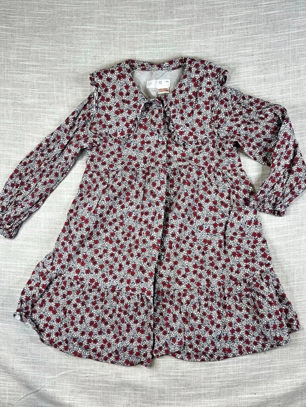 Zara Girls Floral Dress with Peterpan Collar Size 5-6Y